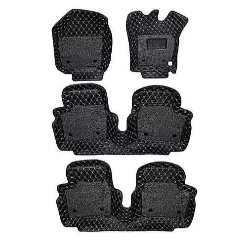 Auto Pearl 7D Car Floor Mats Luxury Leatherite Black Compatible For MG Hector Plus, 7DMAT_BLK_MGHectorPlus