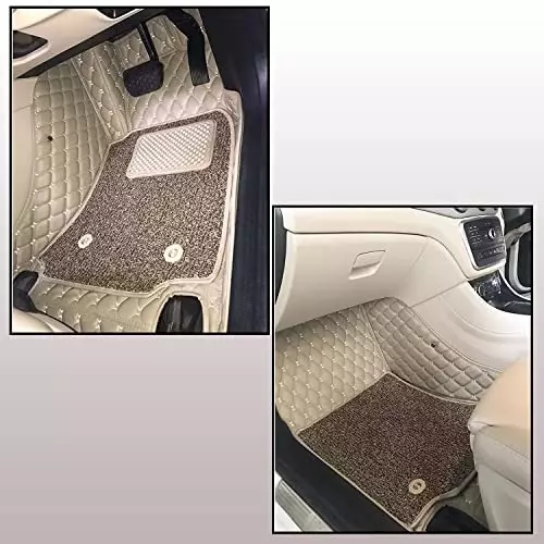 Auto Pearl 7D Car Floor Mats Luxury Leatherite Beige Compatible For Maruti Suzuki Vitara 2022, 7DMats_BEIGE_Vitara2022