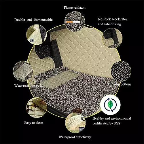 Auto Pearl 7D Car Floor Mats Luxury Leatherite Beige Compatible For Volkswagen Tiguon 7 Seater, 7DMAT_Beige_Tiguon_7seater