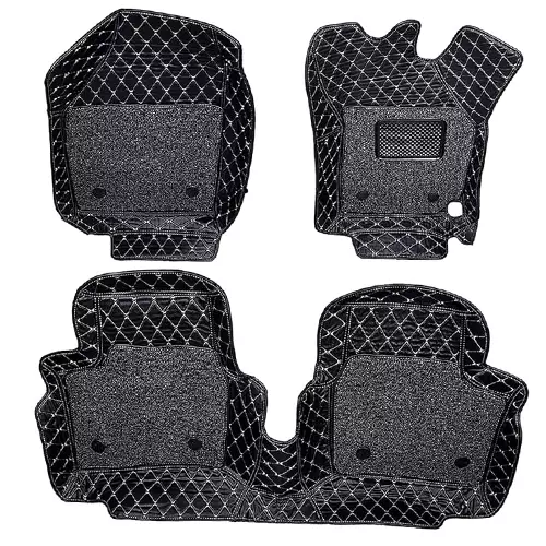 Auto Pearl 7D Car Floor Mats Luxury Leatherite Black Compatible For Kia Sonet, 7DMats_BLACK_Sonet
