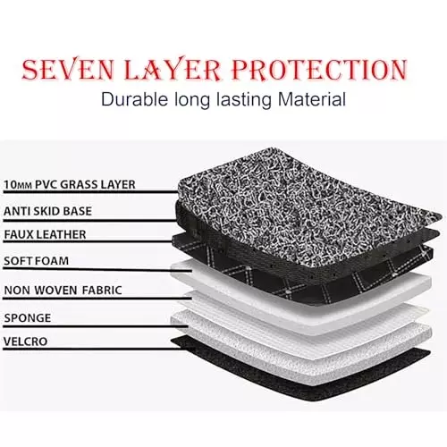 Auto Pearl 7D Universal Car Foot Mats Black Compatible For Maruti Suzuki Swift 2018-2022