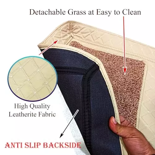 Auto Pearl 7D Universal Car Foot Mats Beige Compatible For Hyundai Grand I10 Nios 2010