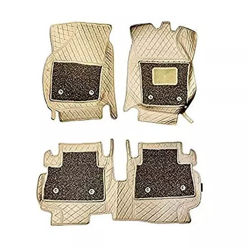 Auto Pearl 7D Car Floor Mats Luxury Leatherite Beige Compatible For Skoda Kodiaq, 7DMATS_BEIGE_Kodiaq