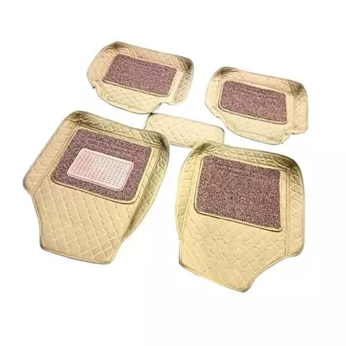 Auto Pearl 7D Universal Car Foot Mats Beige Compatible For Maruti Suzuki Ignis 2017-2019