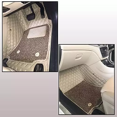 Auto Pearl 7D Car Floor Mats Luxury Leatherite Beige Compatible For Renault Duster, 7DMATS_BEIGE_Duster