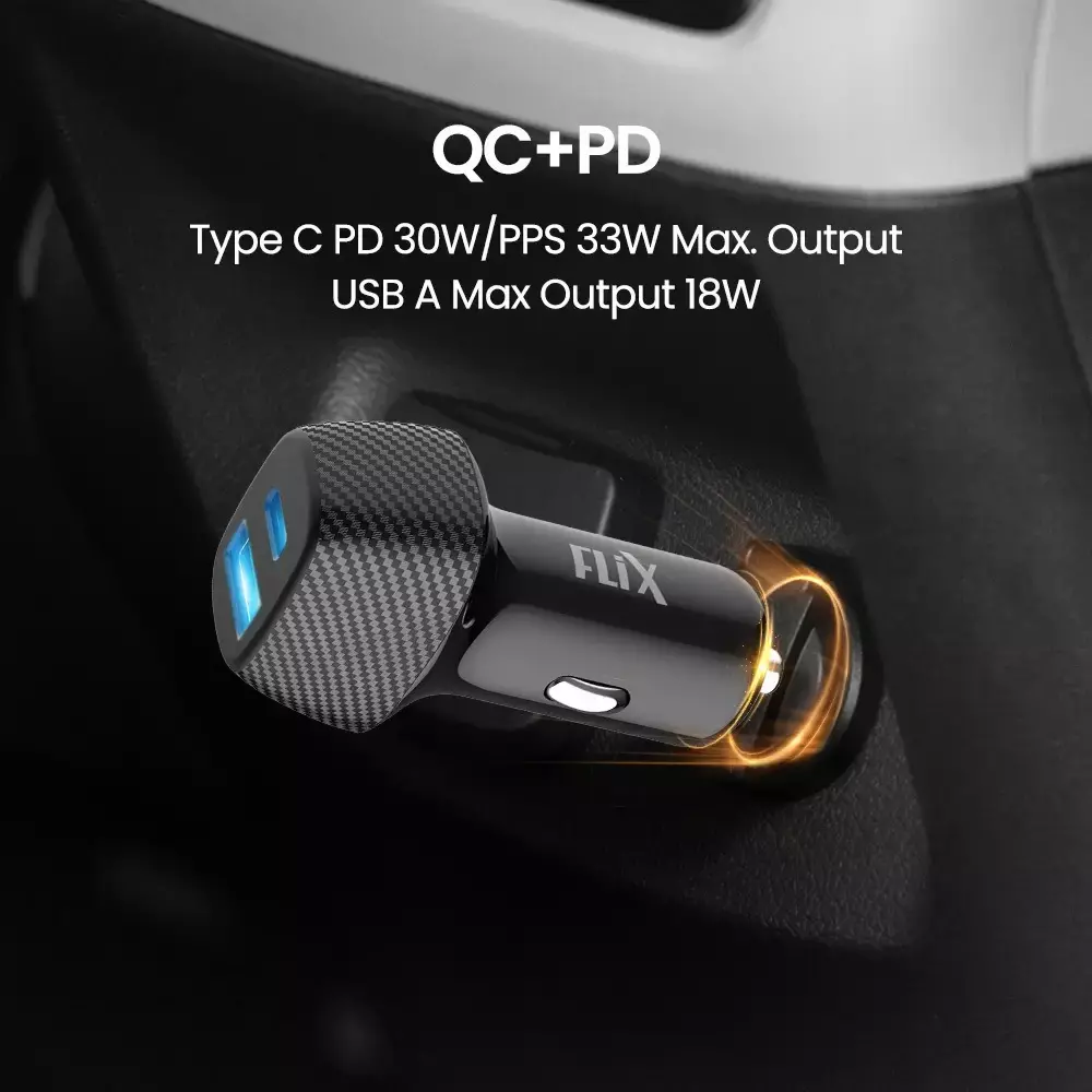 Flix Qualcomm 3.0 Car Charger 51 W Dual USB 2.4 A Current Rating, XCC-51D