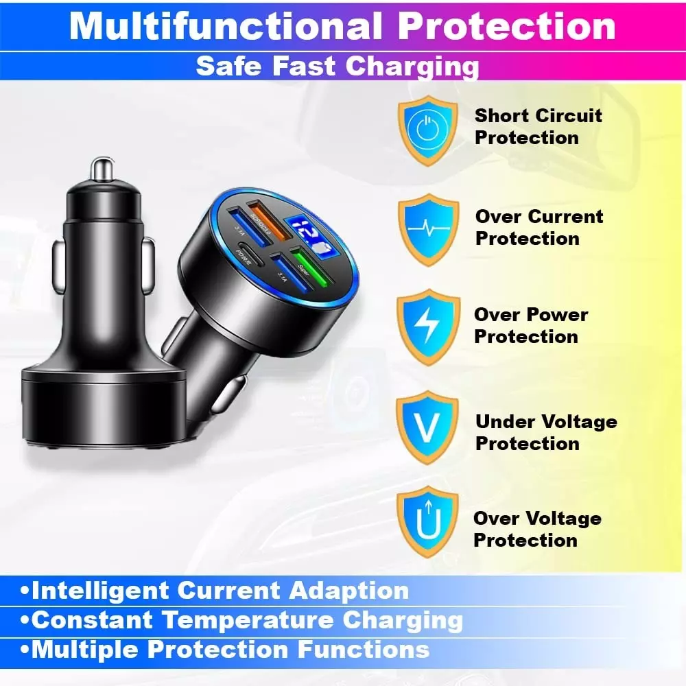 Amici Auto 5 USB Ports Car Charger 65 W USB Connector Type
