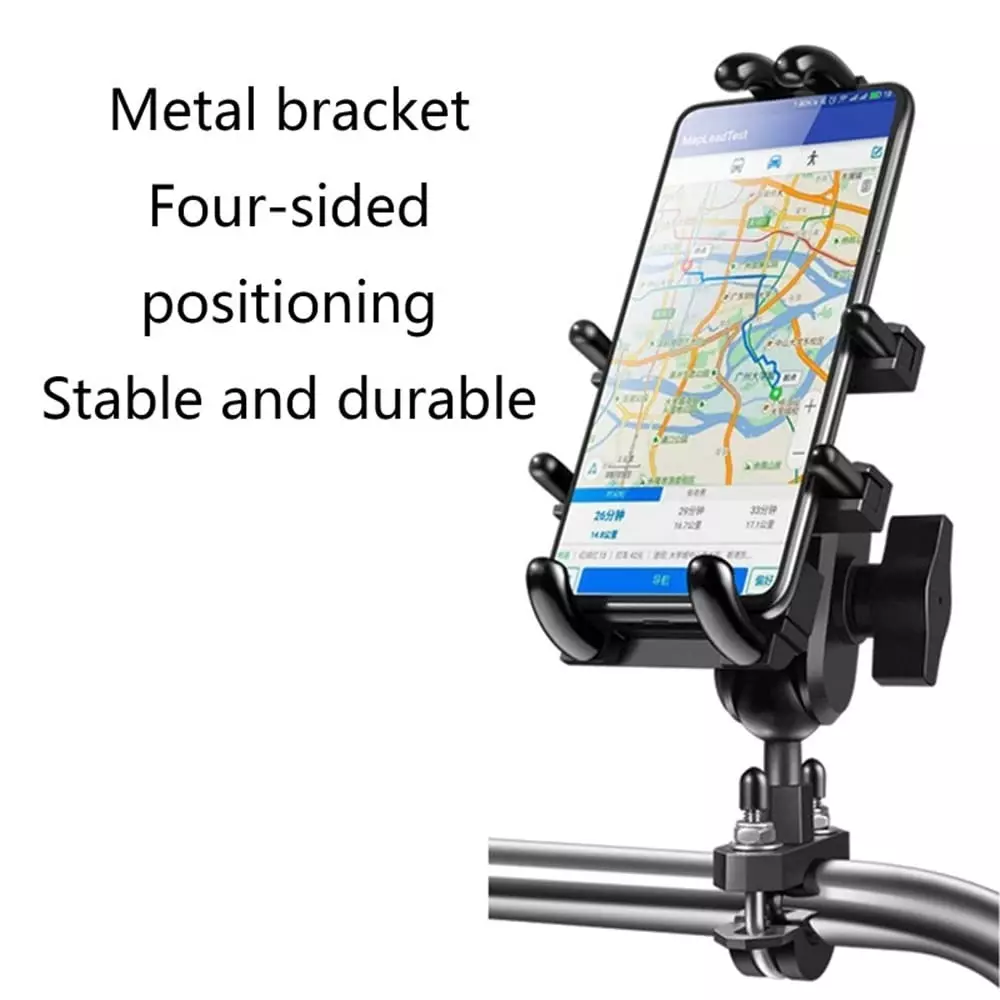 Amici Auto Motorcycle Phone Holder Aluminium Alloy Frame Compatible with 119 mm (4.7 inch) to 183 mm (7.2 inch) Phone