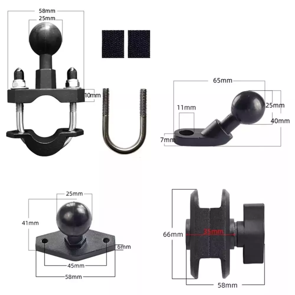 Amici Auto Motorcycle Phone Holder Aluminium Alloy Frame Compatible with 119 mm (4.7 inch) to 183 mm (7.2 inch) Phone