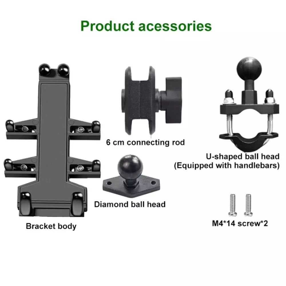 Amici Auto Motorcycle Phone Holder Aluminium Alloy Frame Compatible with 119 mm (4.7 inch) to 183 mm (7.2 inch) Phone