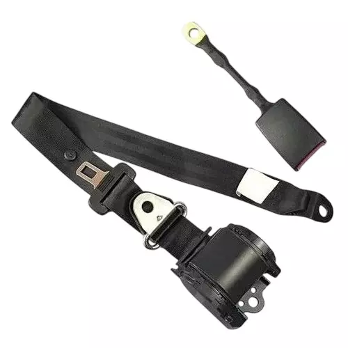 OSCAR Universal Retractable 3 Point Car Seat Belt Nylon Black 110X2 Inch (279.4x5.08 cm) Size 1.4 mm Thickness for Vehicle Safety Restraint, (Pack of 2 Pcs)