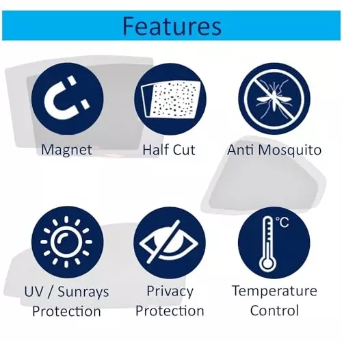 Auto Pearl Car Sun Shade Half Cut Magnetic Curtains Compatible For Mahindra Xuv 500 Halfcurtain_XUV500_gen (Set of 4)