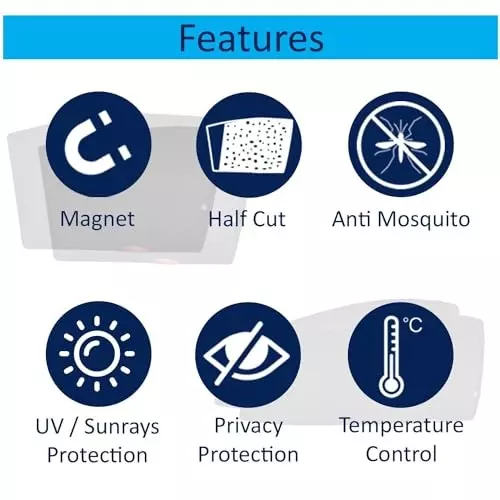 Auto Pearl Car Sun Shade Half Cut Magnetic Curtains Compatible For Hyundai Creta (Pack of 4)