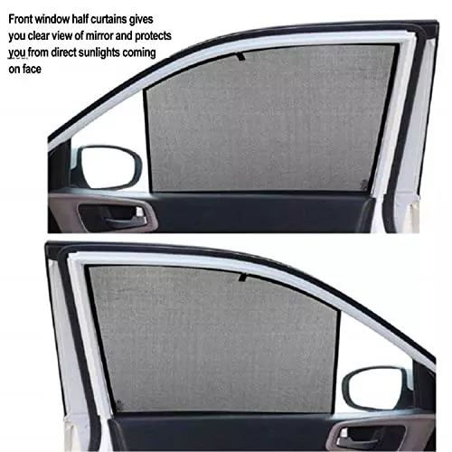 Auto Pearl Dicky Cotton Plug-in Half Sun Shades Z Black Compatible For Kia Sonet, HalfCurtainDicky_Sonet (Set of 4)