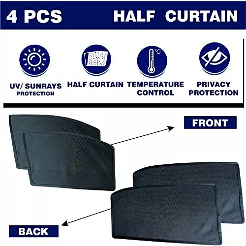 Auto Pearl Dicky Cotton Plug-in Half Sun Shades Z Black Compatible For Maruti Suzuki Alto K10, HalfCurtainDicky_Alto K10 (Set of 4)