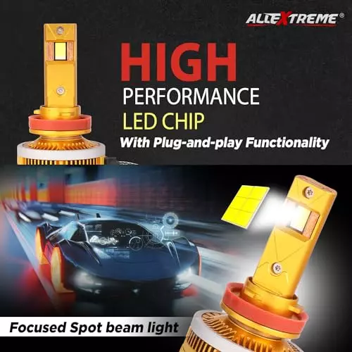 Allextreme H8 LED Head Lamp Conversion Kit 400 W 40000 lm 6000 K with 4 Copper Tubes for Cars, ‎ALLBEAST01-H8 (Pack of 2)