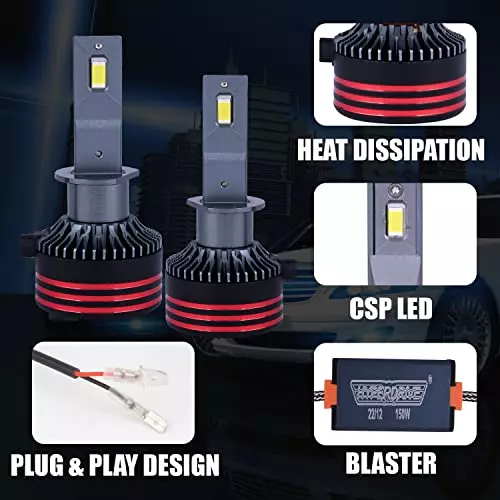 Allextreme Hyperdrive 9012/HIR2 LED Headlight Conversion Kit 150 W White ‎6000 K for Cars, EXHBH01 (Pack of 2)