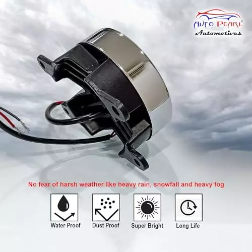 Auto Pearl 4 LED 3 in 1 Chrome Ring DRL Fog Lamp White, Yellow & Blue Compatible For Maruti Suzuki Ertiga (2019-2022)