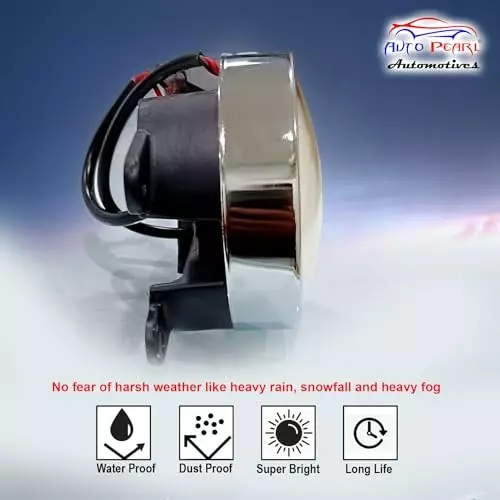 Auto Pearl 4 LED Chrome Ring DRL Fog Lamp Yellow Compatible For Renault Logan