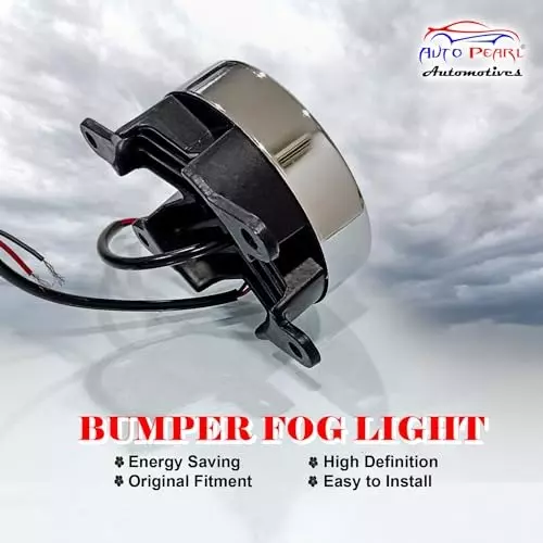 Auto Pearl 4 LED Chrome Ring DRL Fog Lamp Yellow Compatible For Renault Logan