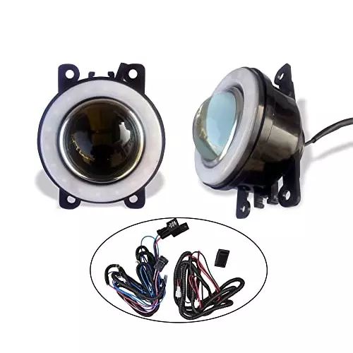 Auto Pearl LED Lens Fog Light with Halo Ring Angel Eye Front Compatible For Maruti Suzuki New Swift, AngelEye_DRL_WiringS_NewSwift