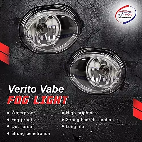 Auto Pearl Fog Lamp Lights With Wiring kit & Switch Compatible For Mahindra Verito Vabe (Without Plastic Sash Cover)