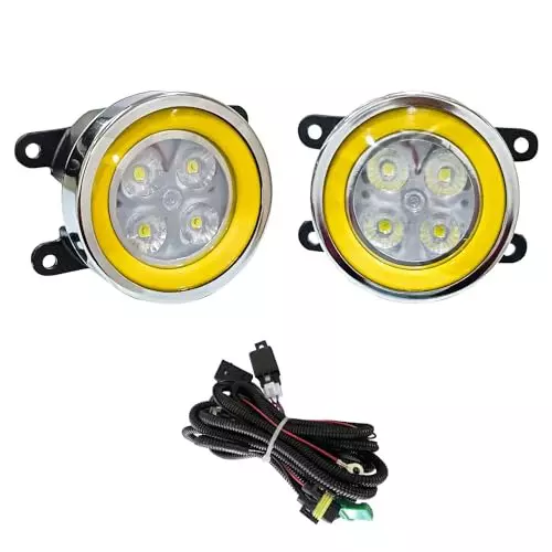 Auto Pearl DRL Fog Lamp Chrome Ring with Wiring Kit Assembly Compatible For Honda Ivtec 2011