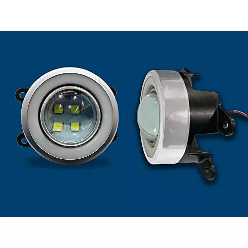 Auto Pearl Projector 3x1 DRL LED Metal Car Fog Light Compatible For Ford Fusion, Drl4LedSwiftX_Fusion (Set of 2)