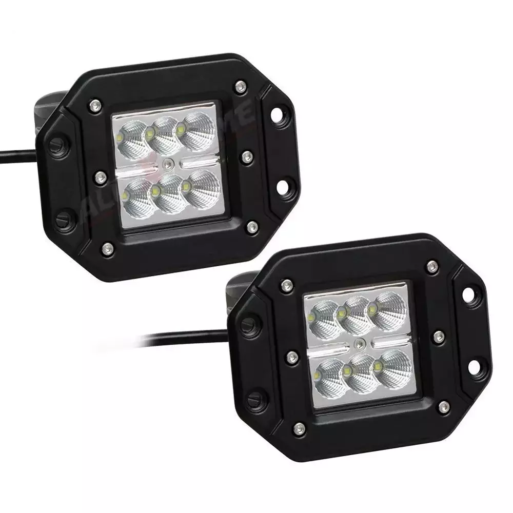 AllExtreme EX6CFL2 Dually Flush Mount 4D Optic Projector Lens CREE LED Fog Light 18W White Set of 2