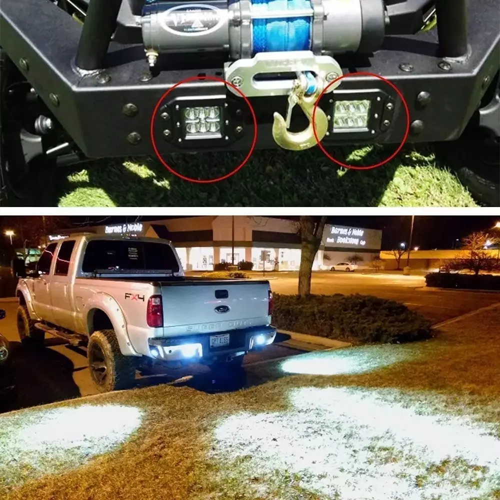 AllExtreme EX6CFL2 Dually Flush Mount 4D Optic Projector Lens CREE LED Fog Light 18W White Set of 2