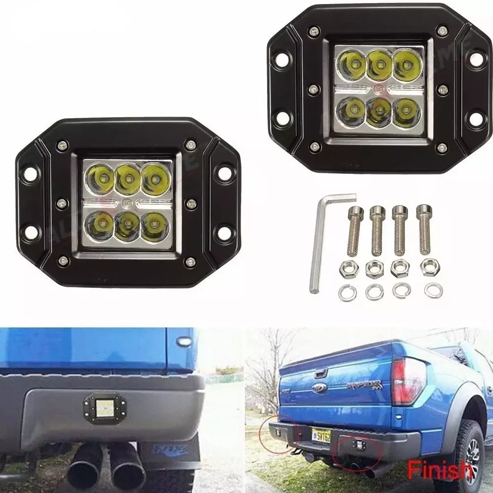 AllExtreme EX6CFL2 Dually Flush Mount 4D Optic Projector Lens CREE LED Fog Light 18W White Set of 2