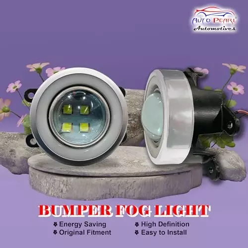 Auto Pearl 4 LED 3 in 1 Chrome Ring DRL Fog Lamp White, Yellow & Blue Compatible For Tata Nexon (2017-2019)
