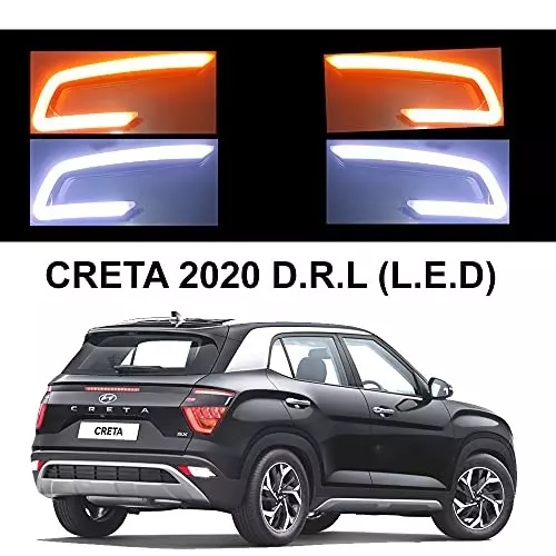 Auto Pearl Front LED DRL Fog Light with Matrix Turn Indicator Compatible For Hyundai Creta (Set of 2)