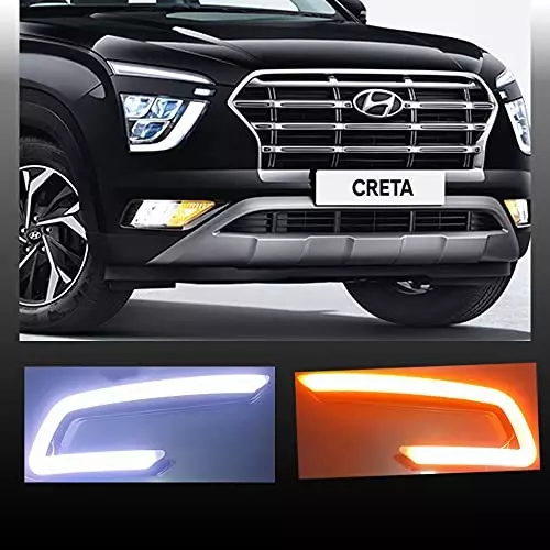 Auto Pearl Front LED DRL Fog Light with Matrix Turn Indicator Compatible For Hyundai Creta (Set of 2)