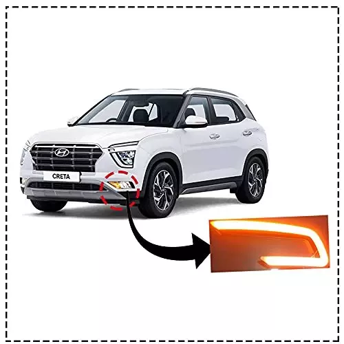 Auto Pearl Front LED DRL Fog Light with Matrix Turn Indicator Compatible For Hyundai Creta (Set of 2)