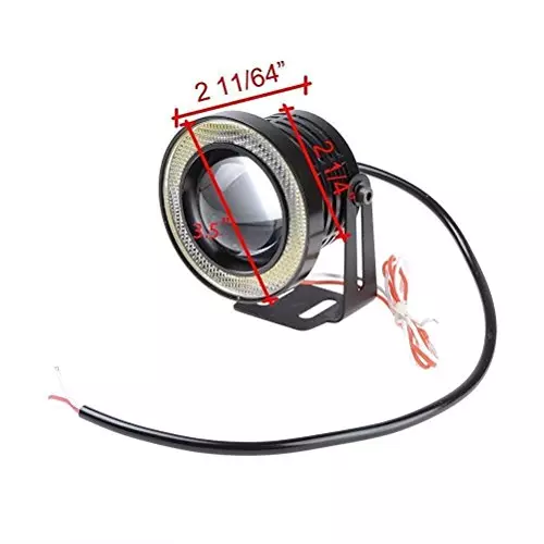Allextreme Universal Car Projector LED Fog Light with White Light Halo Angel Eye Rings for SUV, Car, EX35IFL (Pack of 2)
