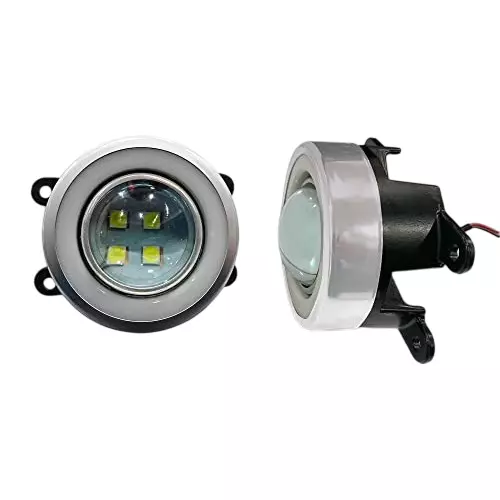 Auto Pearl Projector 3x1 DRL LED Metal Car Fog Light with Wiring kit & Switch Compatible For Renault Kwid, Drl4LedSwiftX_WiringKit_Kwid (Set of 2)