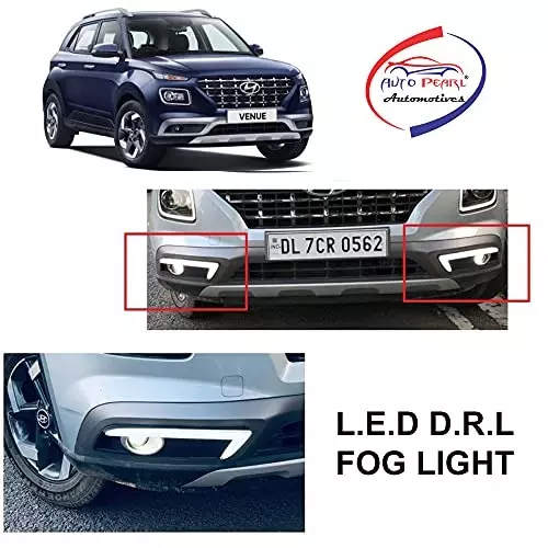 Auto Pearl Front LED DRL Fog Light with Matrix Turn Indicator Compatible For Hyundai Venue (Set of 2)