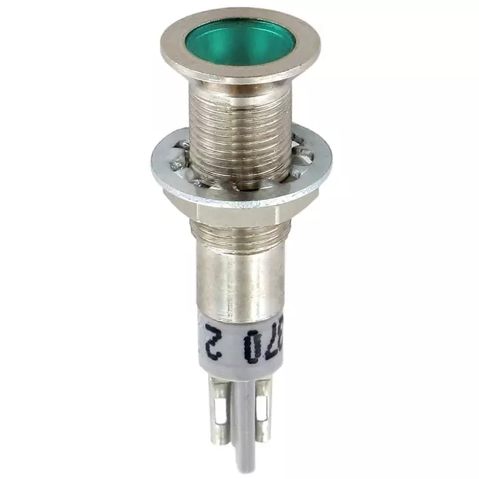 Sloan Green Indicator 2.1 V DC 6.4 mm Mounting Hole Size Solder Tab Termination, 194 S018G2G3700 VERT