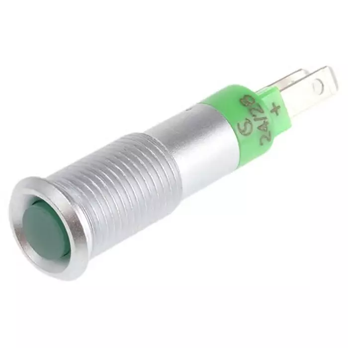 Signal Construct Green Indicator 24V 8 mm Mounting Hole Size Solder Tab Termination, SMFP08214