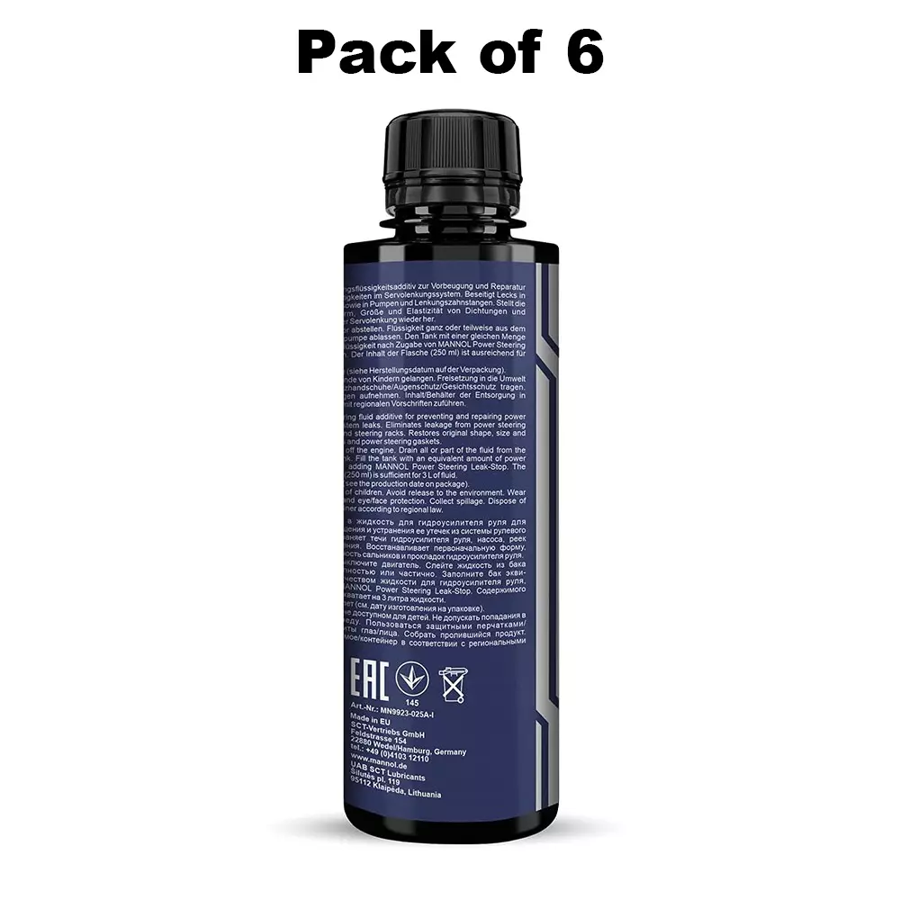 Mannol 9923 Power Steering Leak-Stop Additive 250 ml for Vehicle, F-9923-025 (Pack of 6)