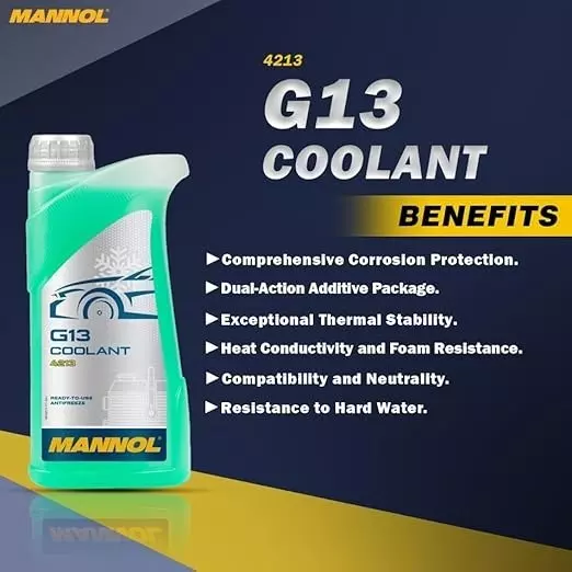 Mannol G13 4213 High-Tech Coolant Antifreeze 1 L Green, 4213 (Pack of 5)