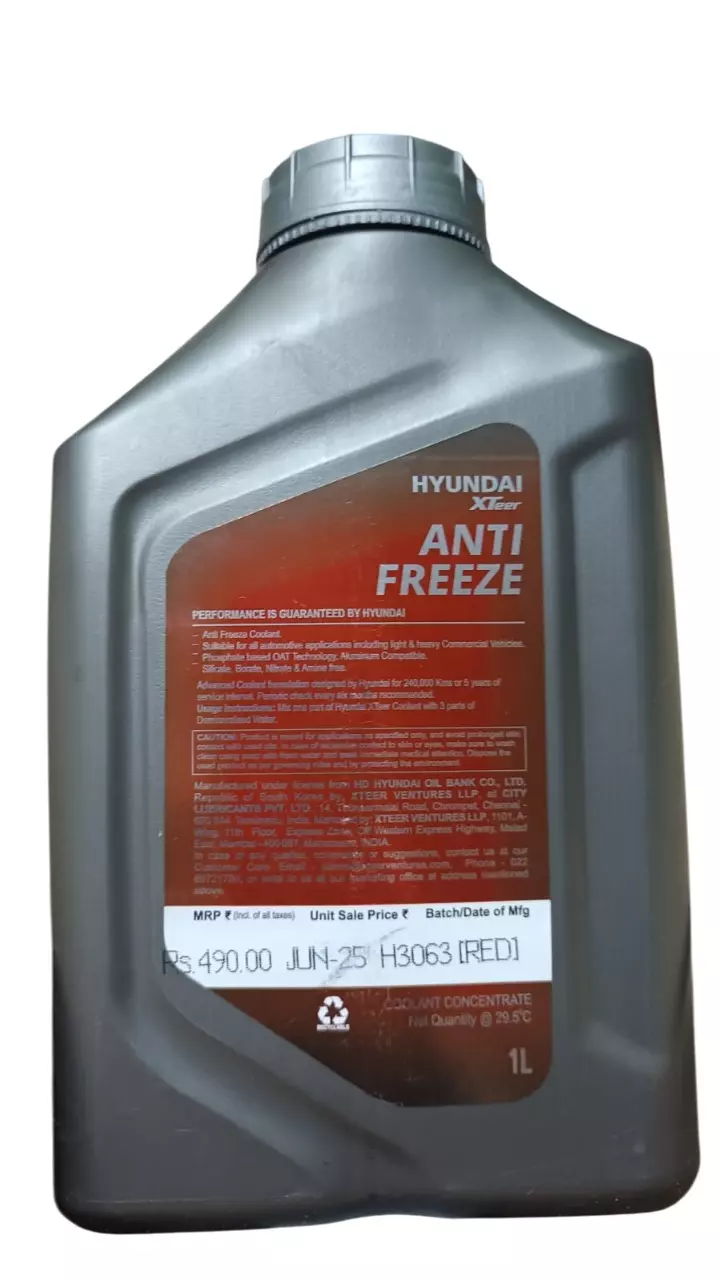 Hyundai Xteer Coolant Red Anti-Freeze 1 L