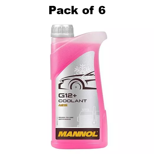 Mannol 4212 G12+ Coolant Antifreeze Synthetic 1 L Pink, F-MN4212-1 (Pack of 6)