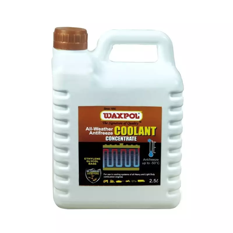 Waxpol 2.5 L All Weather Antifreeze Coolant Concentrate 1:4 Mixing Ratio Ethylene Glycol Base