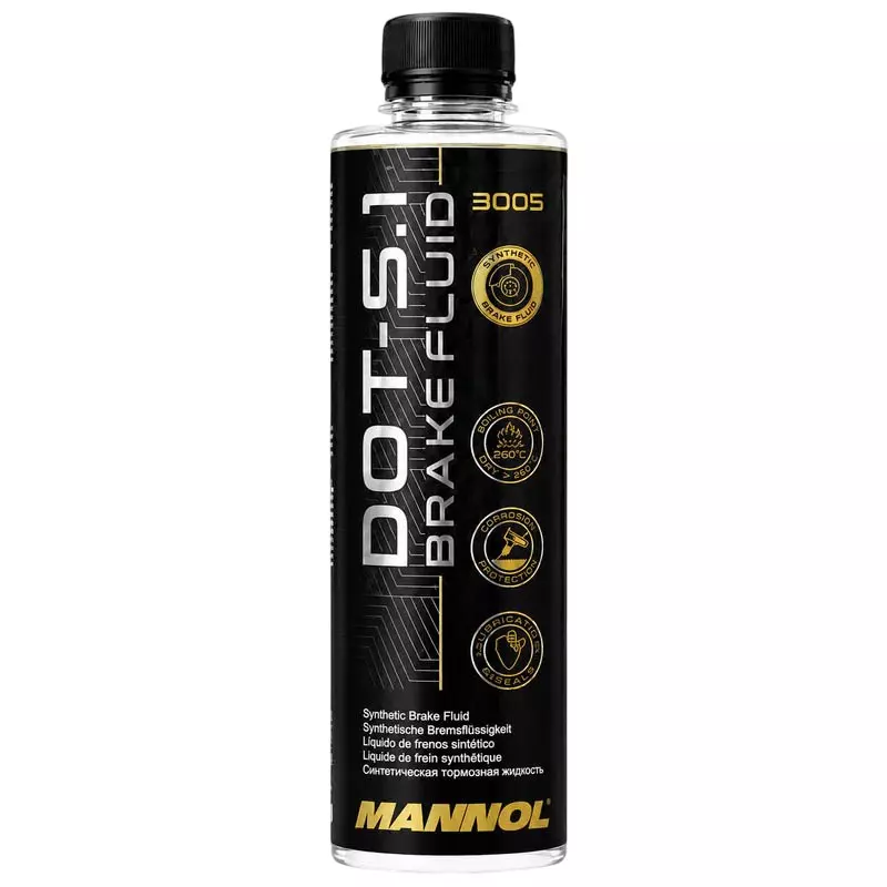 Mannol 450 ml DOT 5.1 Brake Fluid with Dry Boiling Point ≥ 260°C Wet Boiling Point ≥ 180°C, 3005