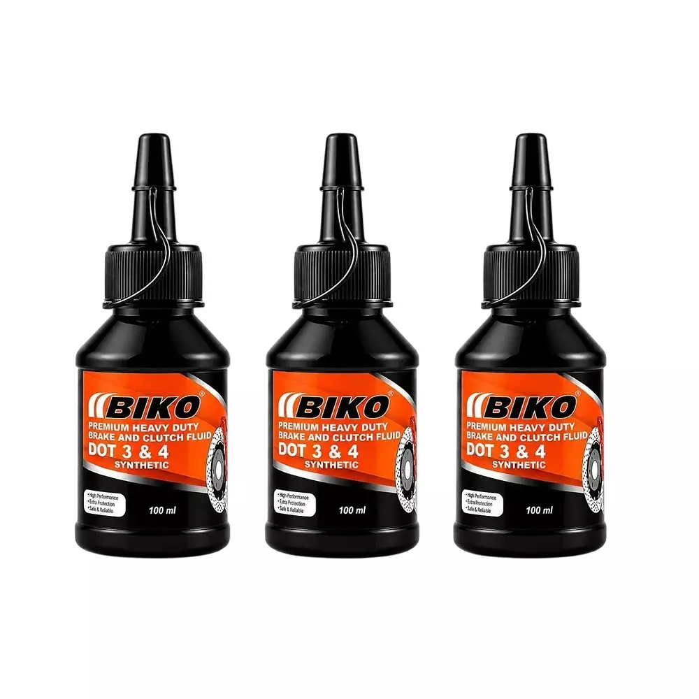 BIKO DOT 3 & 4 Synthetic Brake & Clutch Fluid 100 ml Liquid Bottle for Car & Bike, (Pack of 3 Pcs)