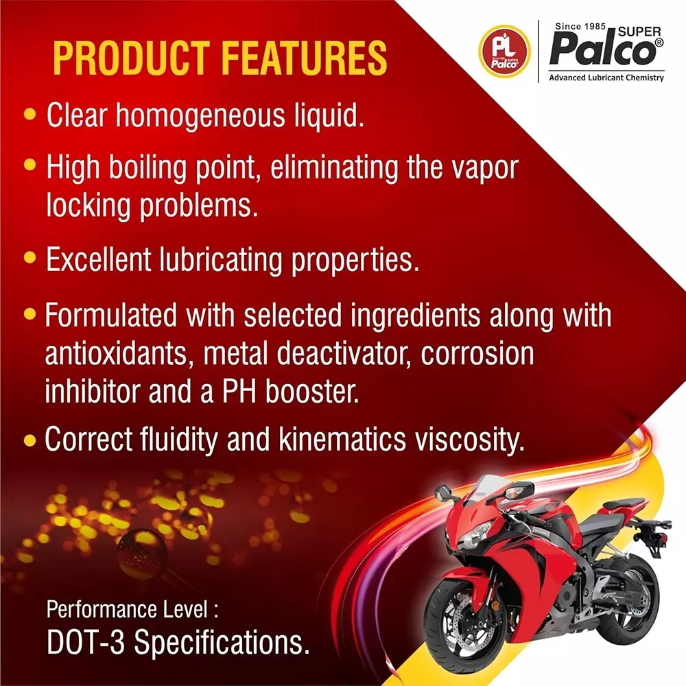 Palco Hawk DOT-3 Break Oils 250 ml 9.6 PH Value Red Crimson (Pack of 5)
