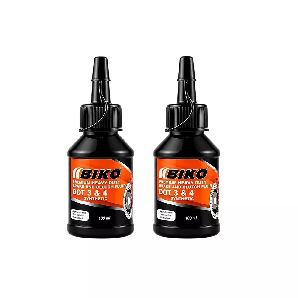 BIKO DOT 3 & 4 Synthetic Brake & Clutch Fluid 100 ml Liquid Bottle for Car & Bike, (Pack of 2 Pcs)