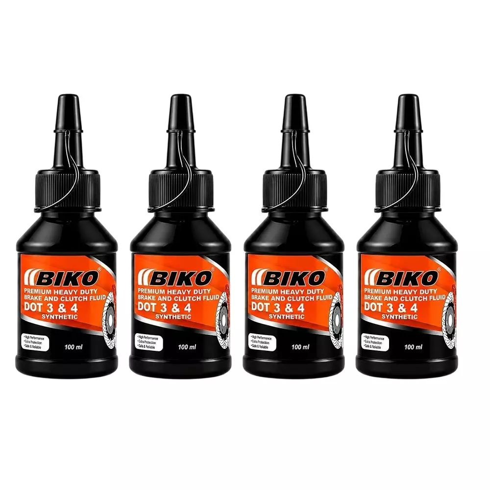 BIKO DOT 3 & 4 Synthetic Brake & Clutch Fluid 100 ml Liquid Bottle for Car & Bike, (Pack of 4 Pcs)